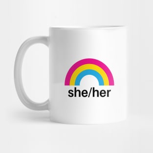 She/Her Pronouns Pansexual Rainbow Mug